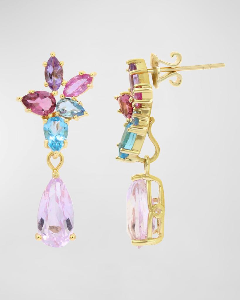 Stevie Wren 18K Yellow Gold Cluster Gem Interchanging Drop Earrings