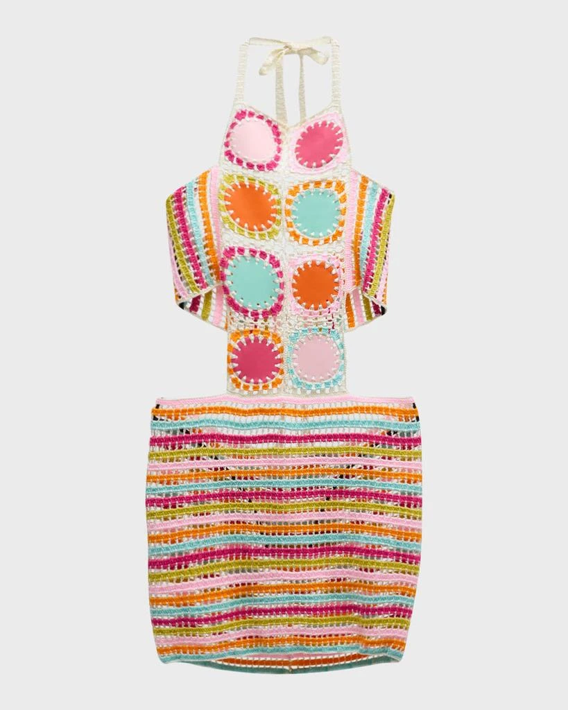 My Beachy Side Hand Crochet Mini Dress with Faux Leather Scoop Motifs 1