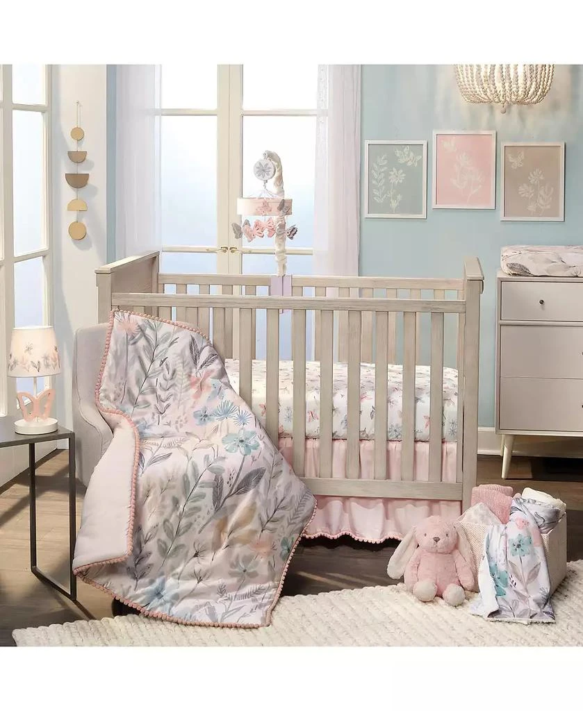 Lambs 
Ivy Baby Blooms Watercolor Floral/Butterfly Cotton Fitted Crib Sheet 4