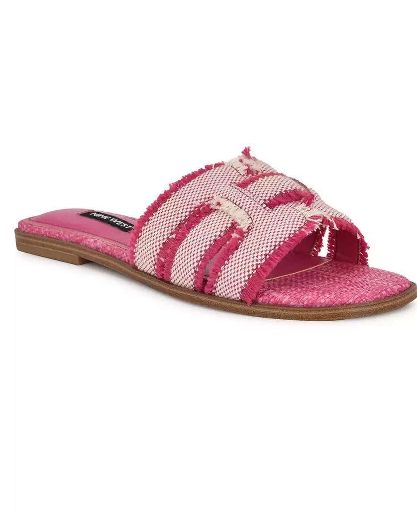 Nine West Women's Germanny Frayed Flat Slide Sandals 1