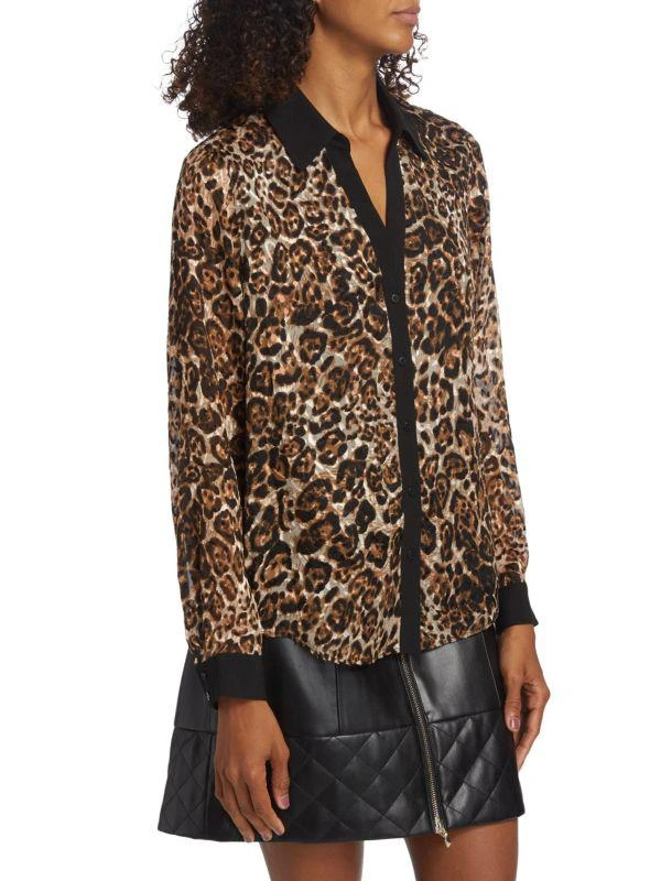 Tahari Nova Silk Burnout Button-Front Blouse 3