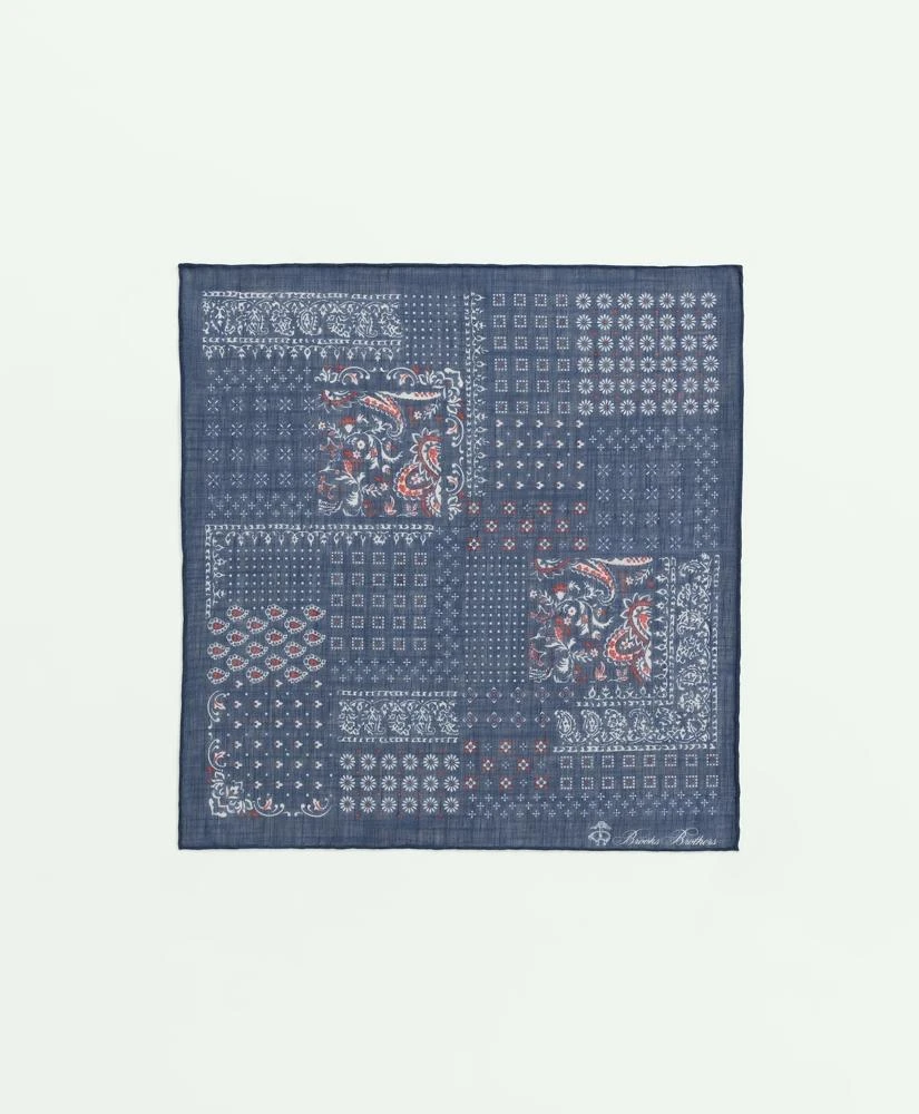 Brooks Brothers Patchwork Bandana Cotton-Linen Pocket Square 2