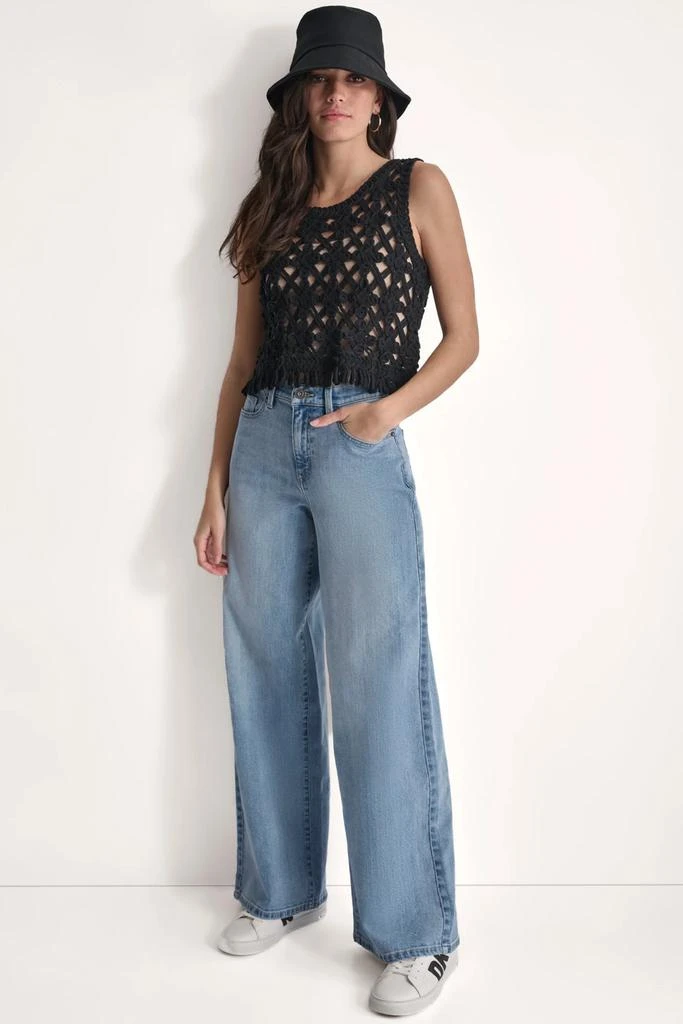 DKNY CROPPED FRINGE CROCHET TANK 5