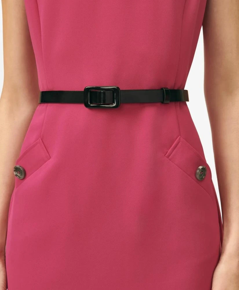 Brooks Brothers Cap Sleeve Belted Welt-Pocket Dress in Fine Twill Stretch Crepe 4