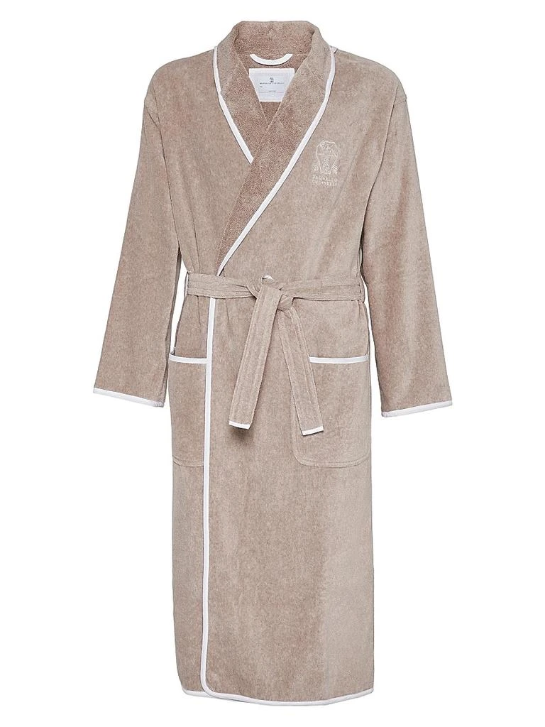 Brunello Cucinelli Cotton Terrycloth Bathrobe with Linen Trims