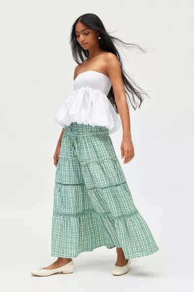 Daisy Street Daisy Street Tiered Gingham Maxi Skirt 1