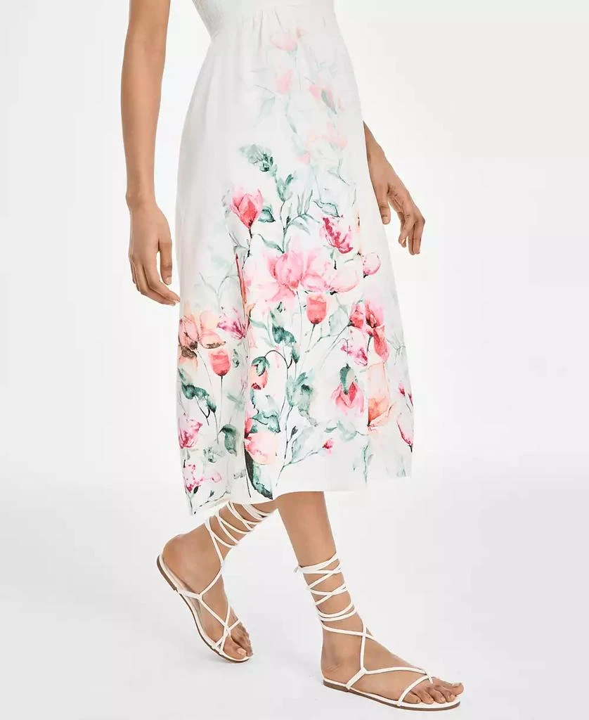 City Studios Juniors' Scalloped-Neck Placed Floral Midi Dress 4