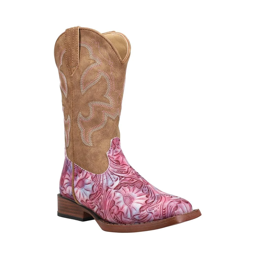Roper Raya Tie Dye Square Toe Cowboy Boots (Little Kid) 2