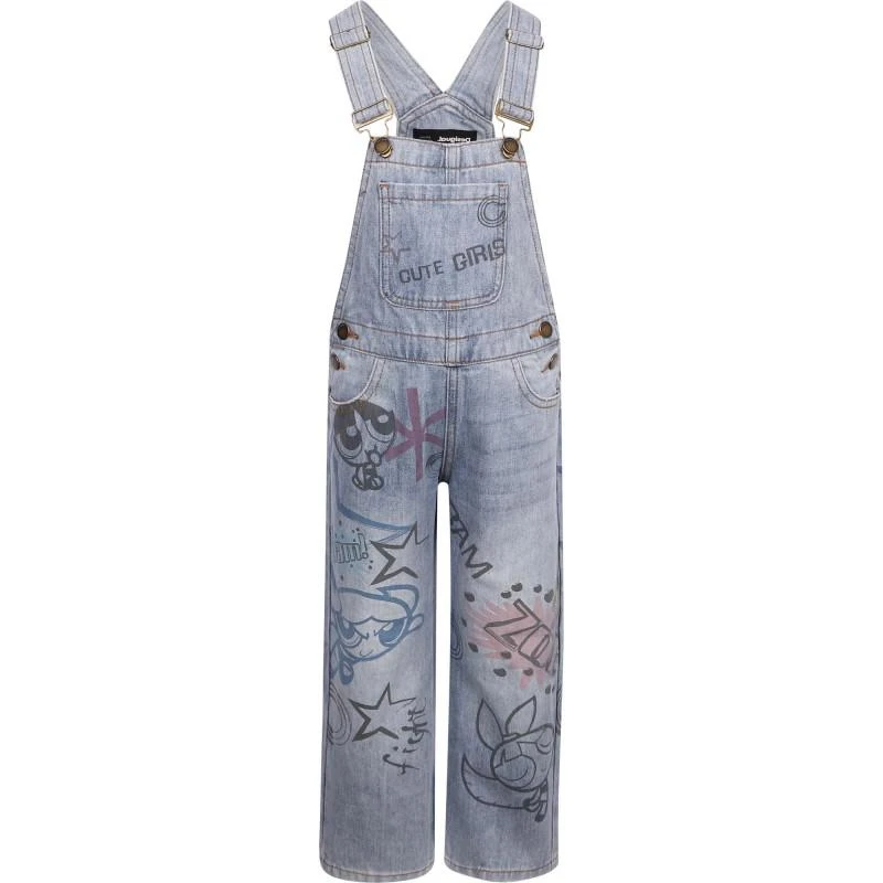 Desigual Power puff girls denim dungarees in blue 2