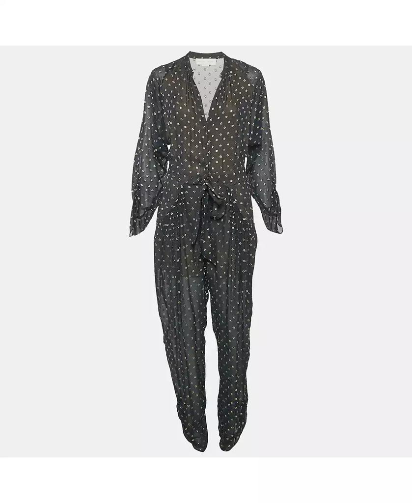 Pre-Owned Stella McCartney Women's Navy Blue Silk Lurex Fil-Coupe Tie-Up Detail Jumpsuit