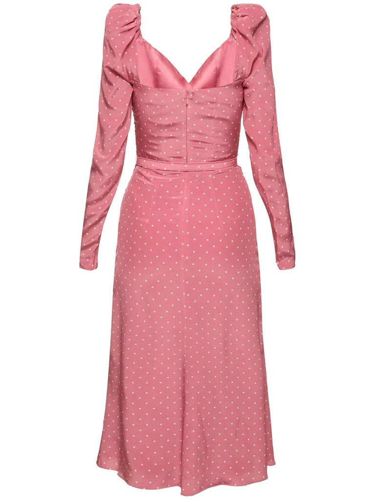 Alessandra Rich Polka Dot Print Draped Silk Midi Dress 4