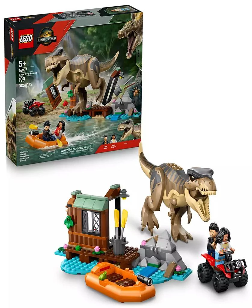 LEGO Jurassic World T. Rex River Escape Dinosaur Toy 76975, 199 Pieces