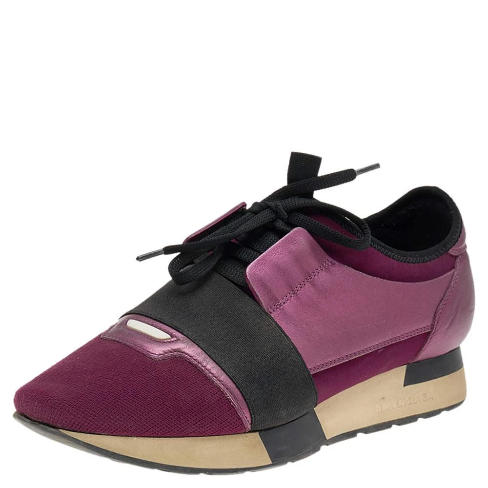 Balenciaga Balenciaga Purple/Black Neoprene And Leather Race Runner Sneakers Size 39 1
