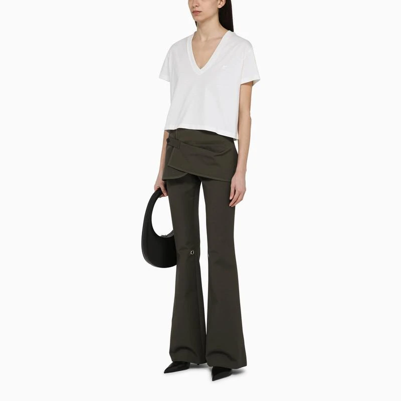 Courrèges Military green cotton mini skirt trousers 2
