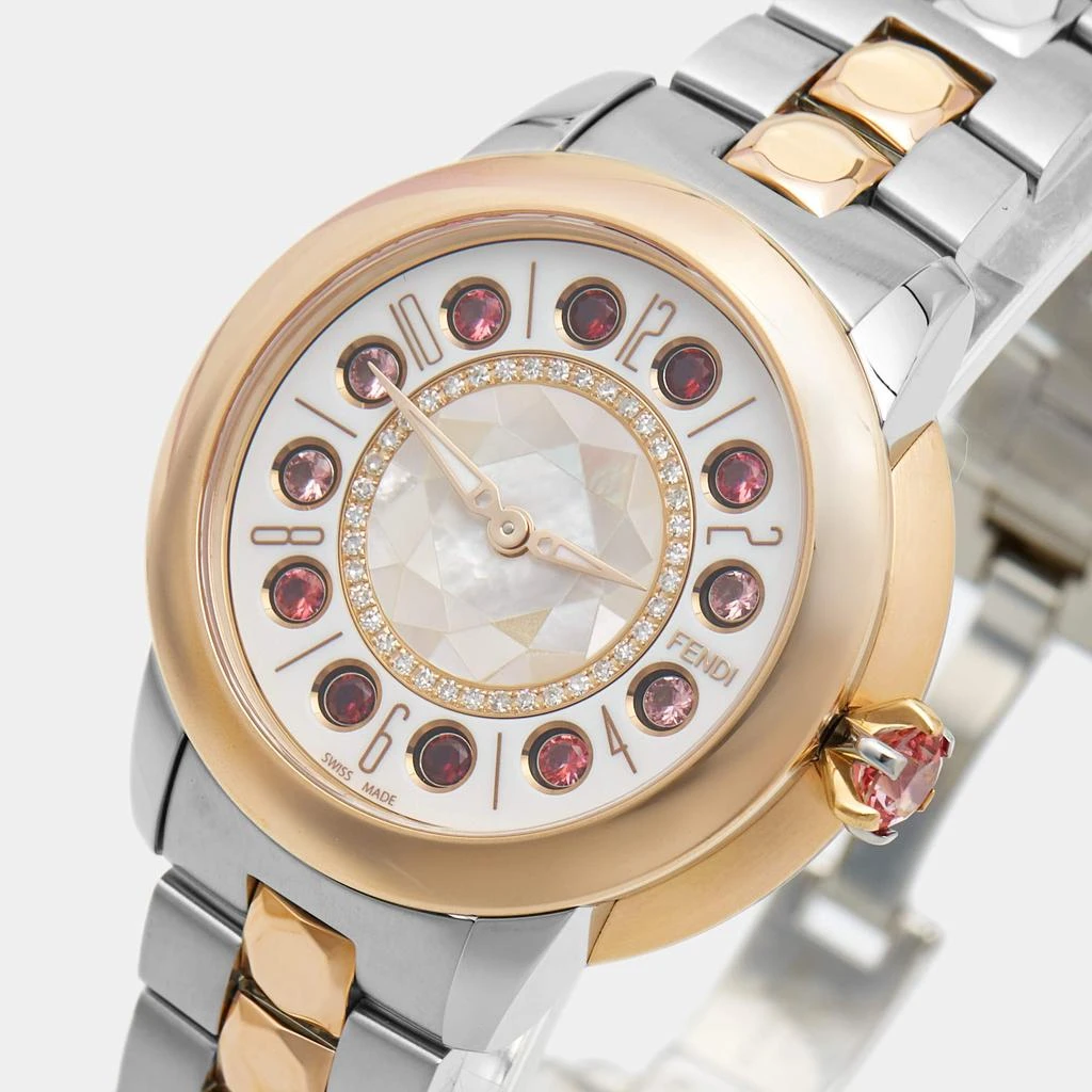Fendi Fendi Mother of Pearl Diamond Spinel Topaz Two-Tone Stainless Steel IShine F121224500D2T01 Women's Wristwatch 33.50 mm 2