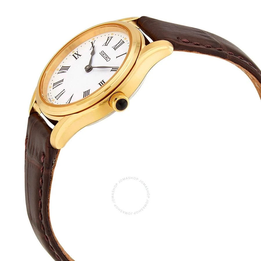 Seiko Quartz White Dial Brown Leather Ladies Watch SWR072P1 2