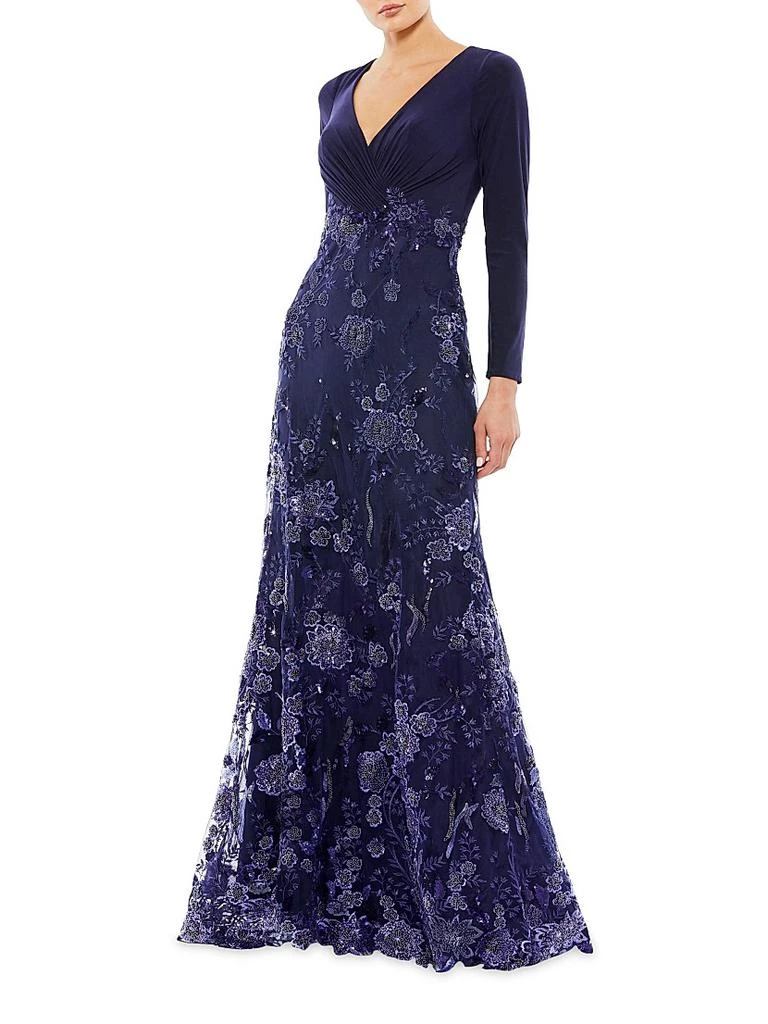 Shop Floral Sequin Long-Sleeve Gown on Sale at BeyondStyle – Get