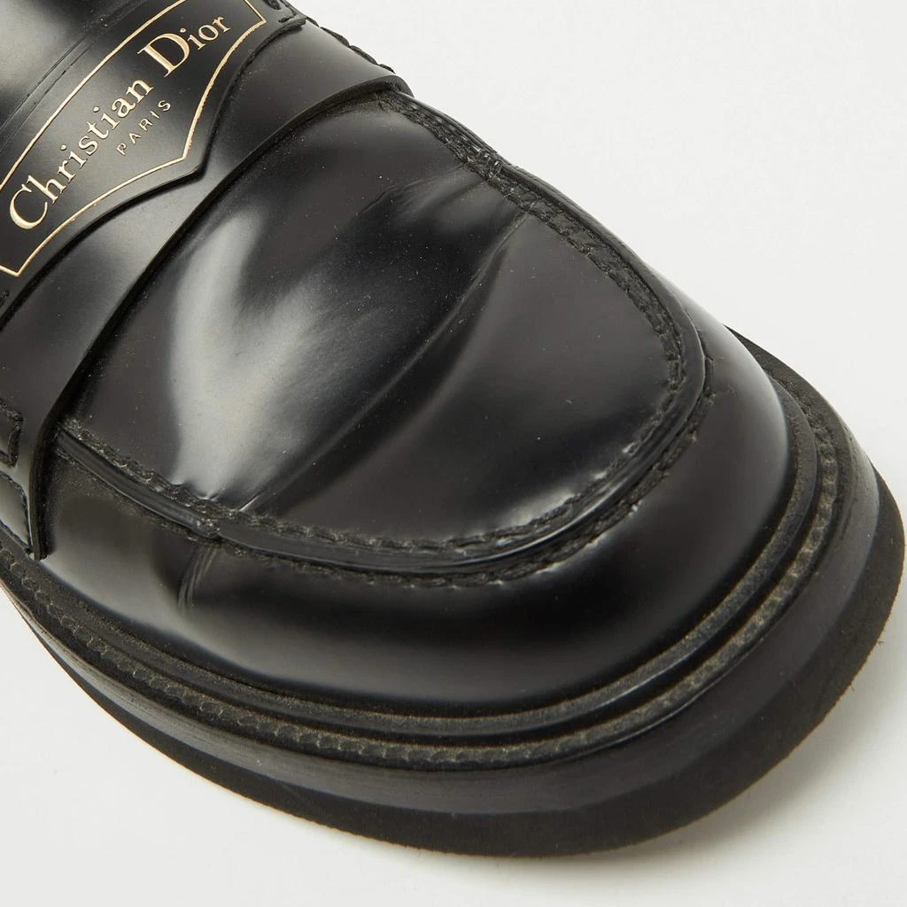Dior Dior Black Brushed Leather Boy Platform Slip On Loafers Size 37 7
