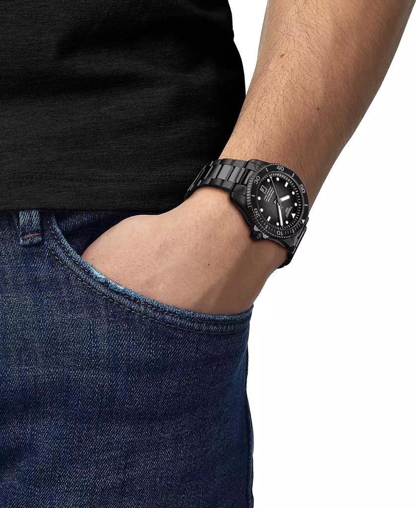 Tissot Men's Swiss Automatic Seastar 1000 Powermatic 80 Black PVD Stainless Steel Bracelet Watch 40mm 4