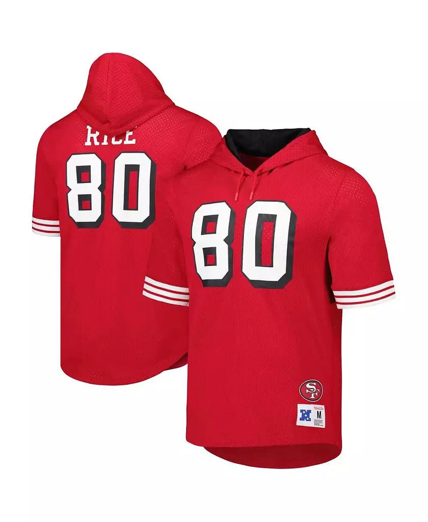 Mitchell & Ness Men's Jerry Rice Scarlet San Francisco 49ers Retired Player Name and Number Mesh Hoodie T-shirt 1