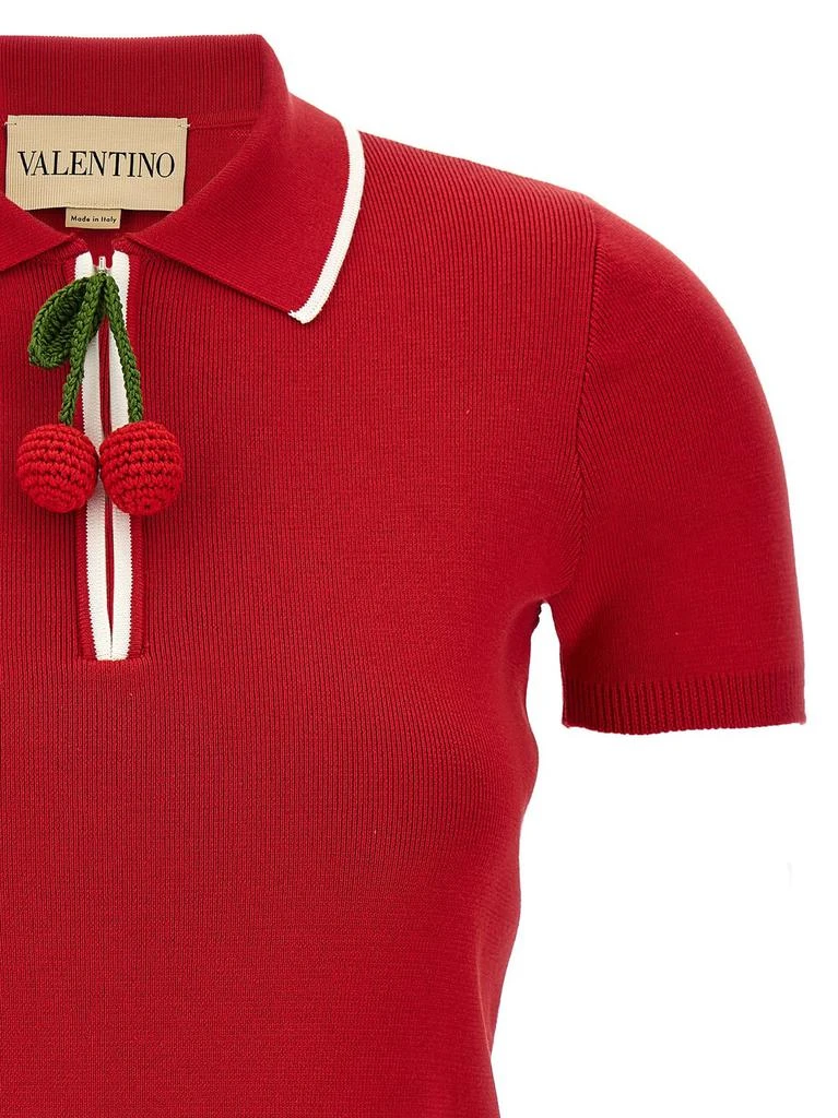Valentino Valentino Cherry Embellished Short-Sleeved Polo Top 3