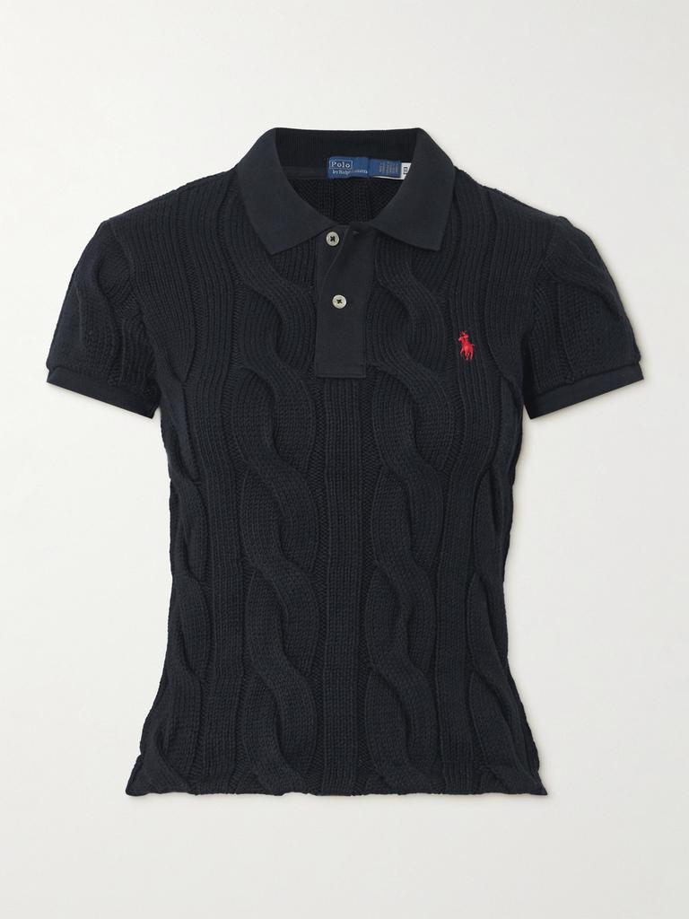 Ralph Lauren 刺绣绞花针织纯棉 Polo 衫