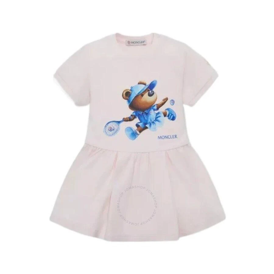 Moncler Girls Bear-Print Flared Crew-Neck Dress 1