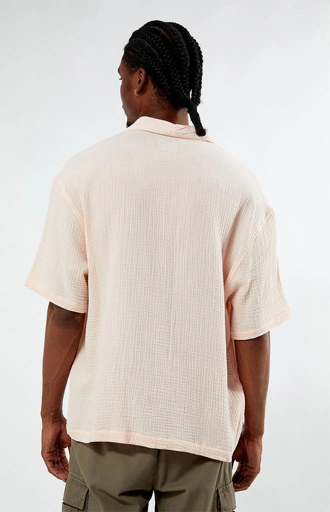PacSun Pink Cropped Boxy Gauze Camp Shirt 3
