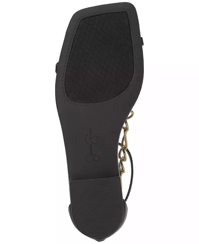 Jessica Simpson Women's Edgey Chain-Trim Flat Sandals 9