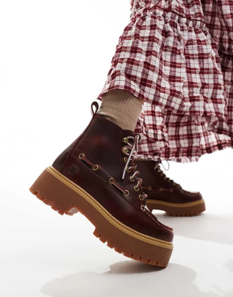 Shop Timberland Stone Street lace up eye elevated boots in