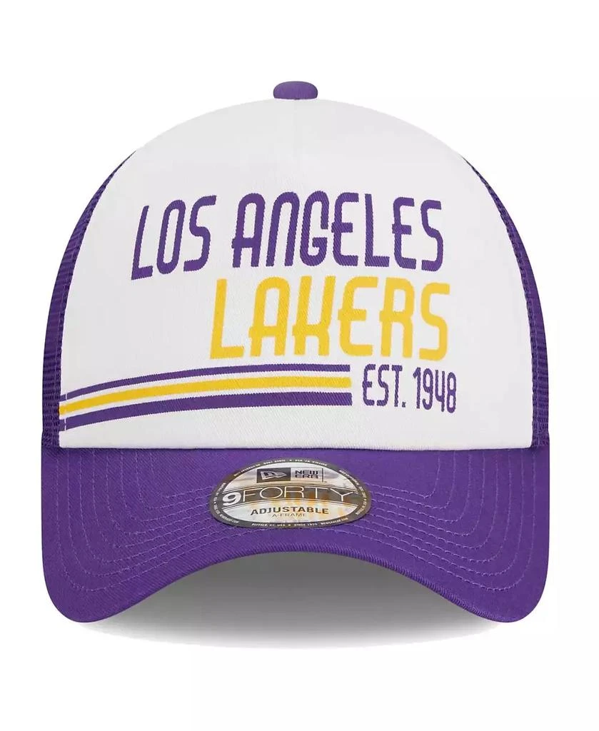 New Era Men's White Los Angeles Lakers Lift Pass Foam Front Trucker 9FORTY Adjustable Hat 4