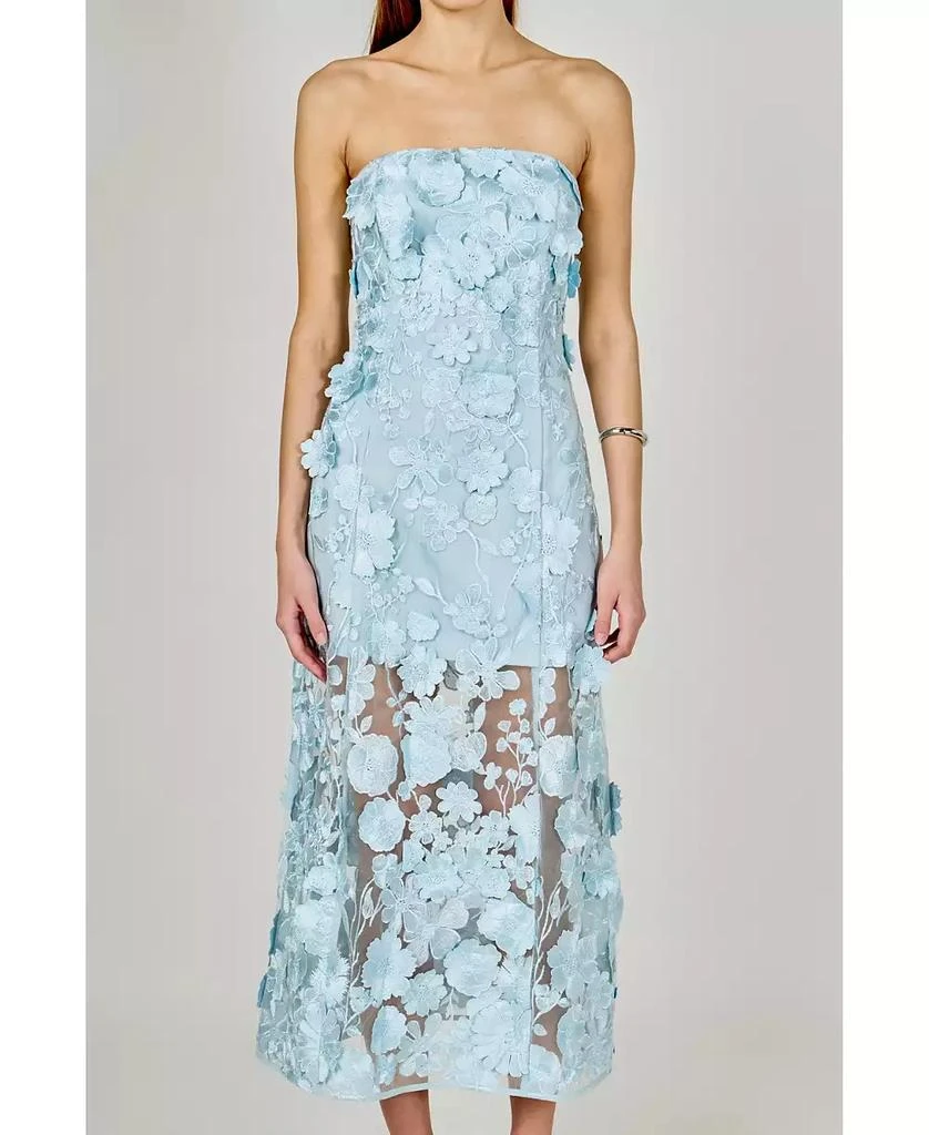 slim fit dress slacks Off-White Green Floral Cascade LENZING™ ECOVERO™ Euroflax™ Midi Dress –  FARM Rio main image 0