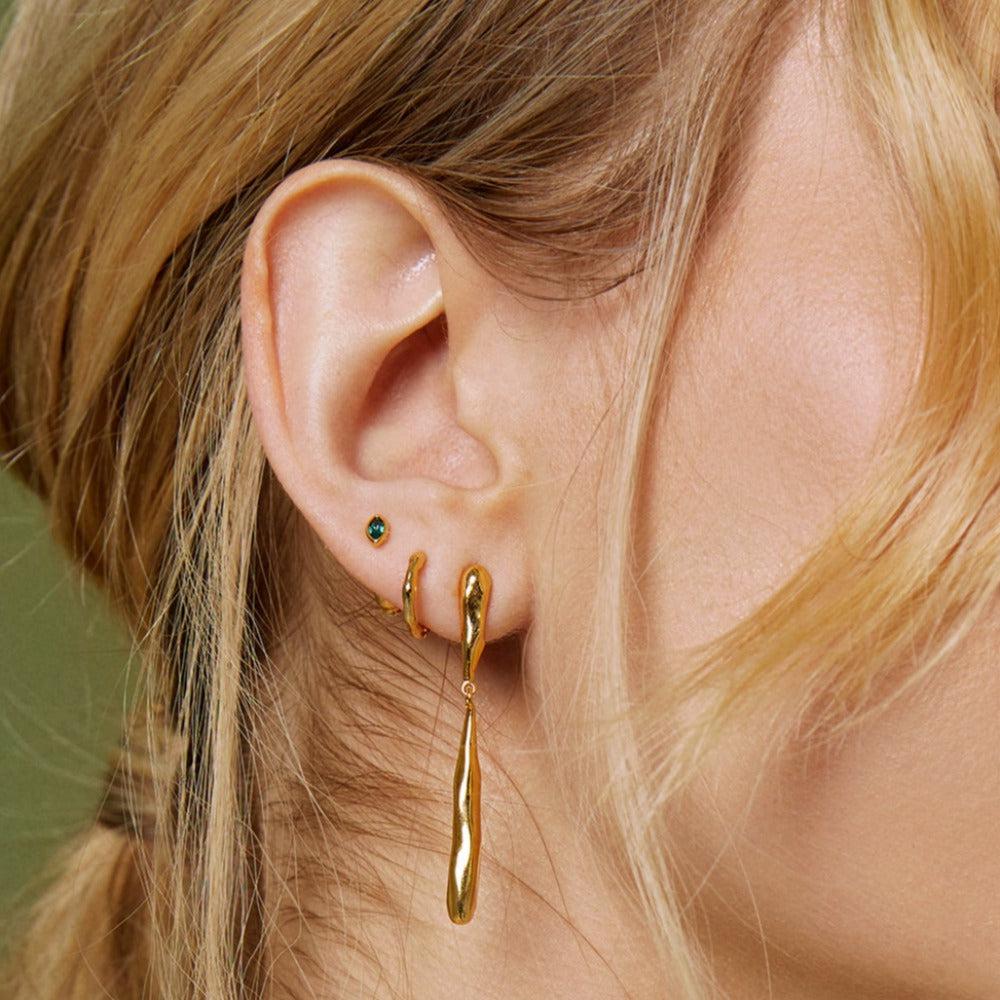 Orelia London Emerald Teardrop Stud Earrings Made With Swarovski Crystals