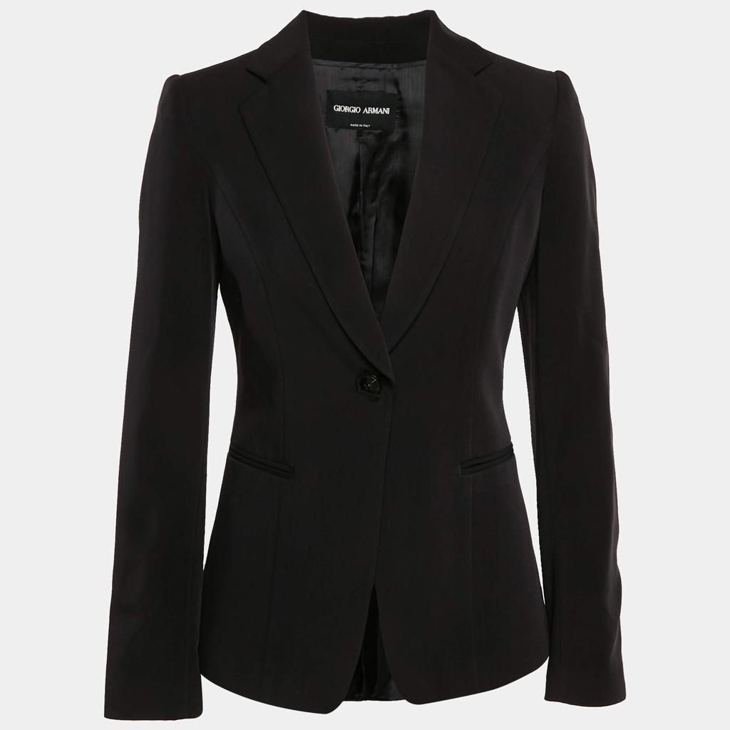 Giorgio Armani Giorgio Armani Black Gabardine Single Breasted Blazer S