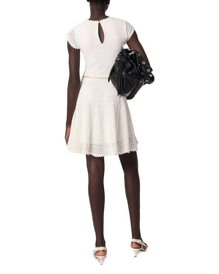 white christmas dresses Maje Romee Crochet Lace Mini Dress Beige Cotton-Blend Size 38 NEW –  Celebrity Owned main image 1