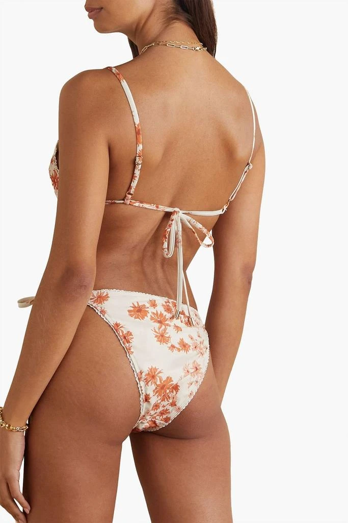 Peony Crochet-trimmed floral-print low-rise bikini briefs 3