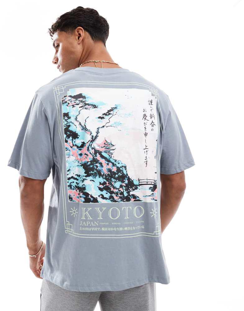 ABOUT Tシャツ Shop Jack & Jones oversize t-shirt with Kyoto print in Grey