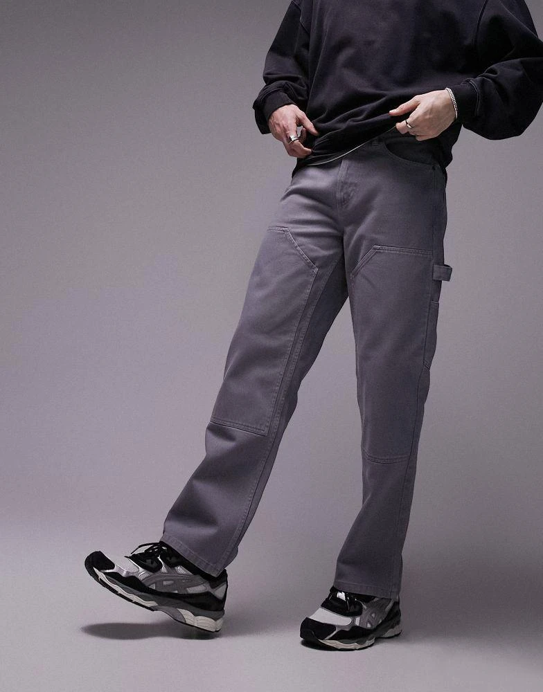 Topman Topman loose carpenter trousers in grey 5