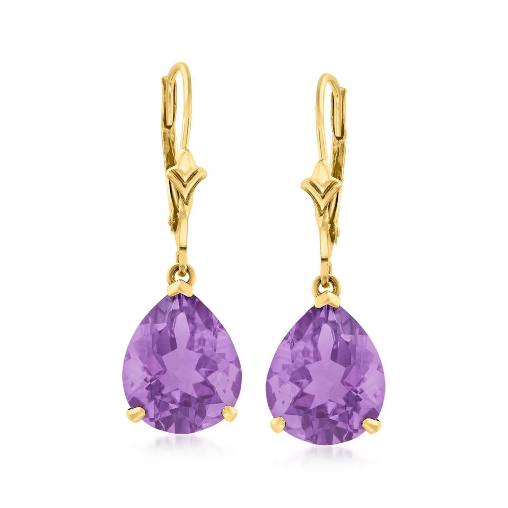 Ross-Simons Pear-Shaped Amethyst Earrings in 14kt Yellow Gold 1