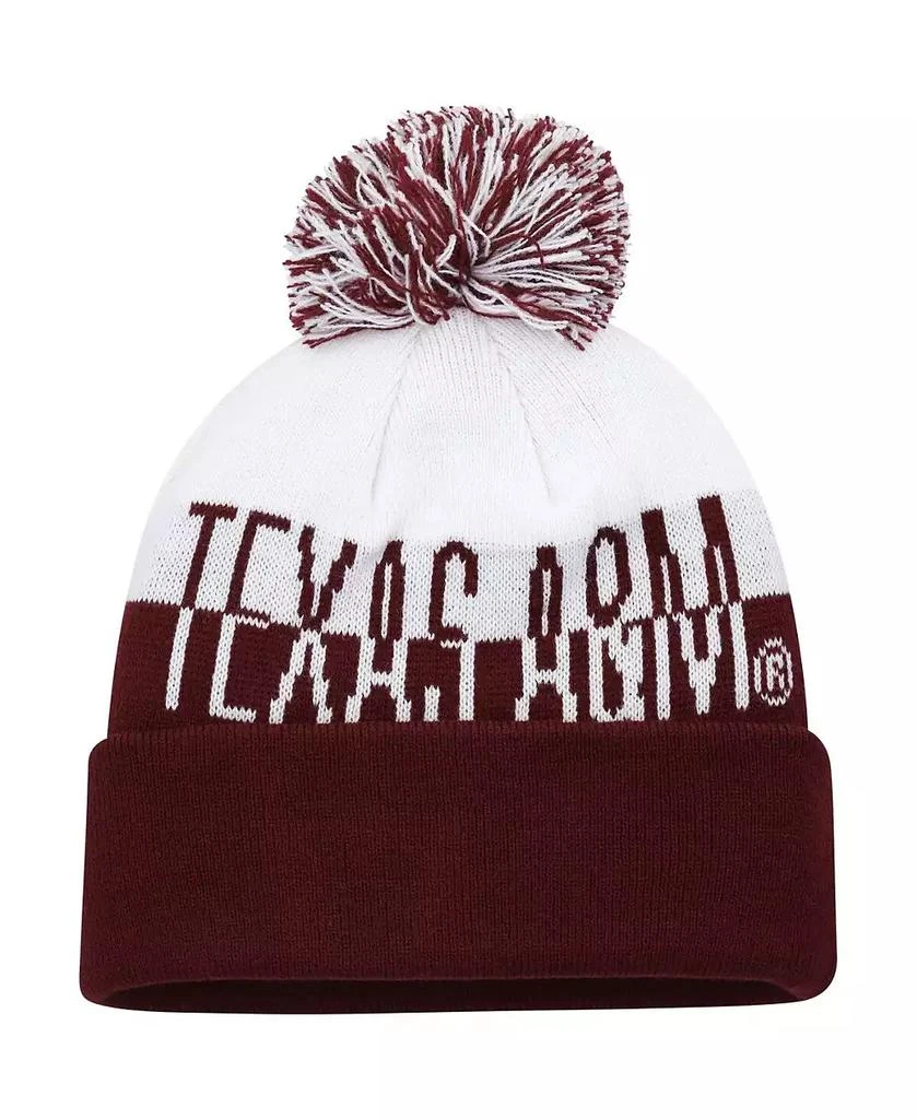 Adidas Men's Maroon and White Texas A&M Aggies Colorblock Cuffed Knit Hat with Pom 1