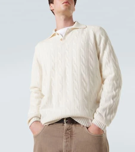 Brunello Cucinelli Cable-knit cashmere polo sweater 5