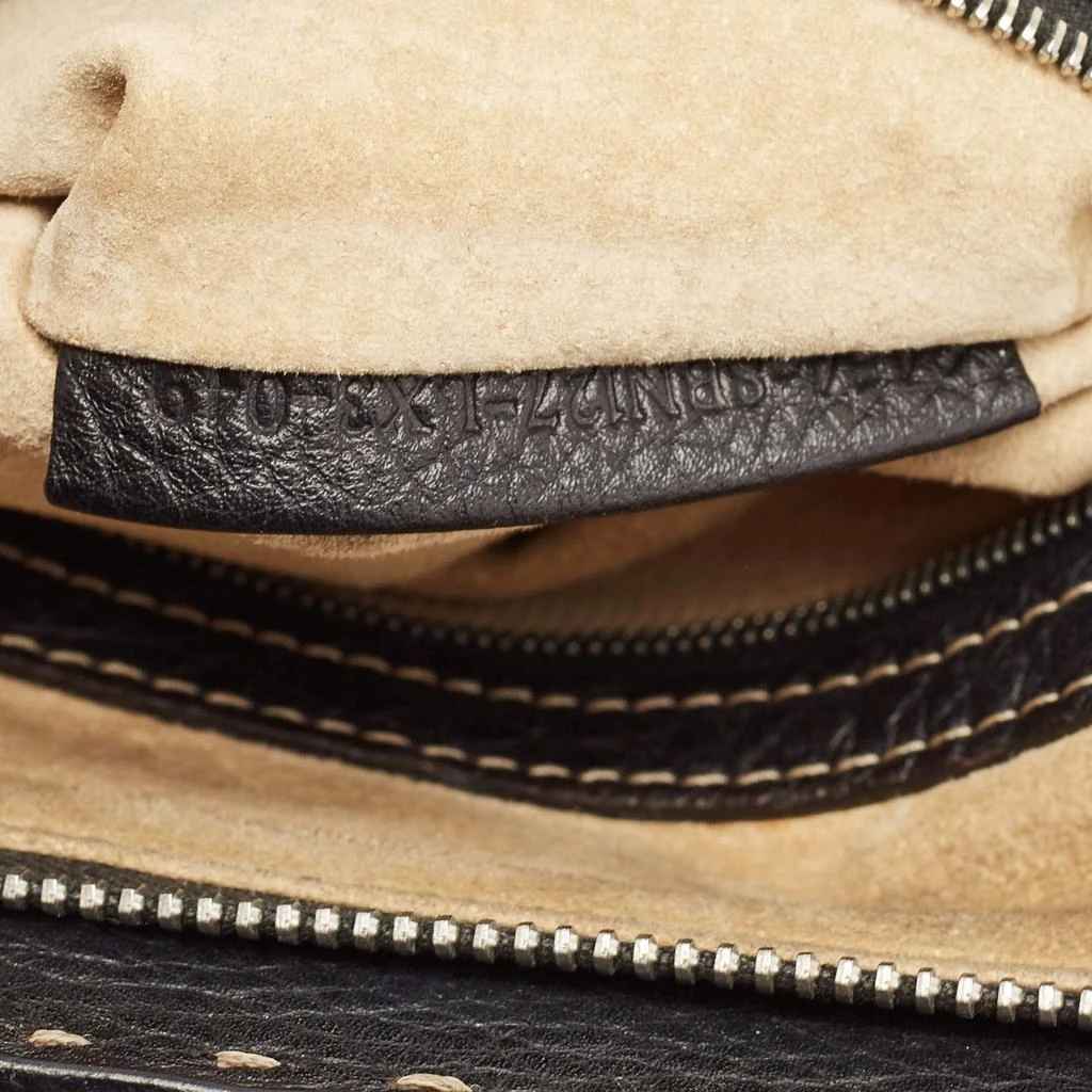 Fendi Fendi Black Selleria Leather and Velvet Adele Frame Bag 10