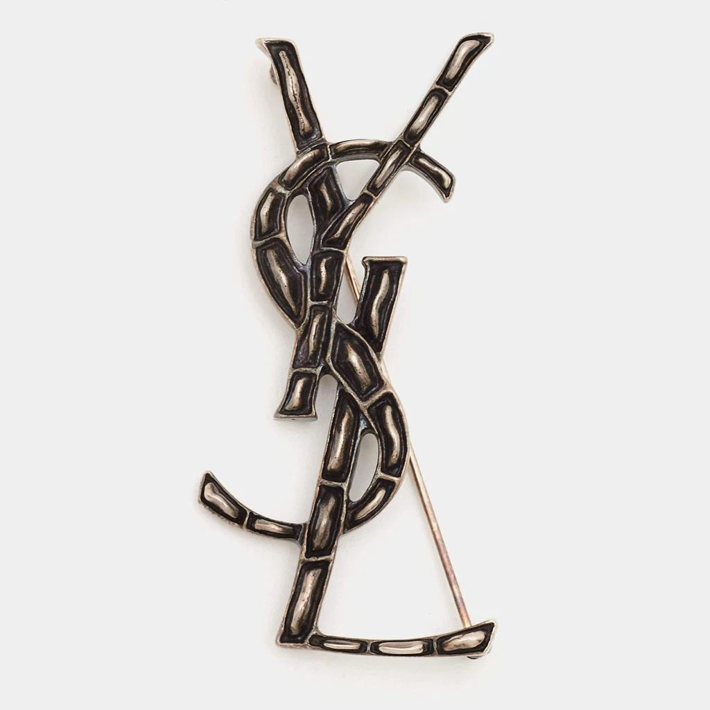 Saint Laurent Paris Yves Saint Laurent Opyum Monogram Gunmetal Tone Pin Brooch 1