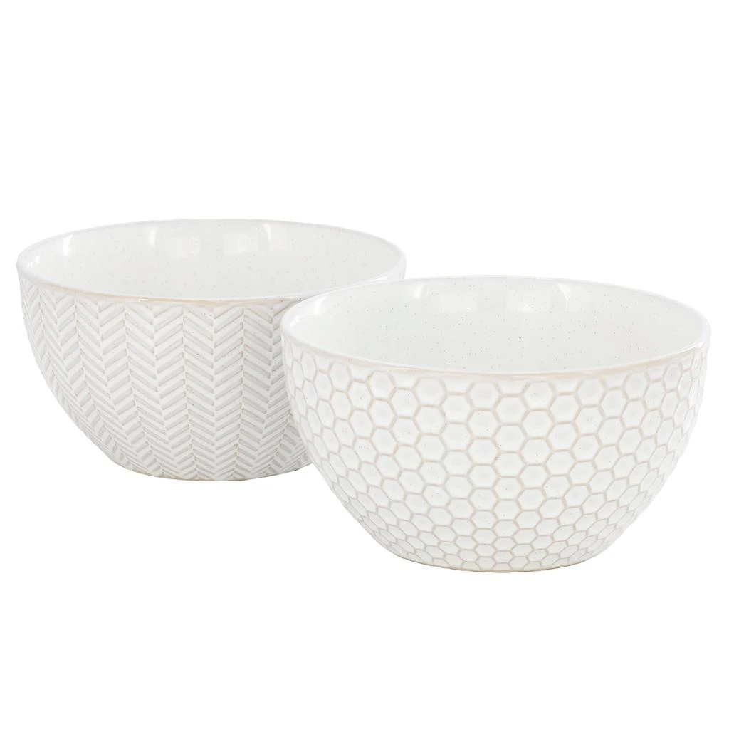Gibson Elite Earlhart 2 Piece 6 Inch Ribbed Stoneware Cereal Bowl Set in White