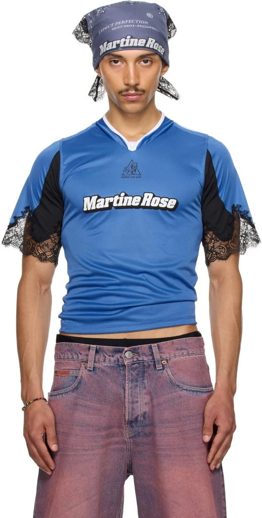 Martine Rose SSENSE Exclusive Blue Lace Trim Football Jersey Top