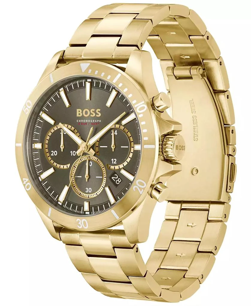 Hugo Boss Men's Troper Quartz Fashion Chronograph Ionic Plated Gold-Tone Steel Watch 45mm 2