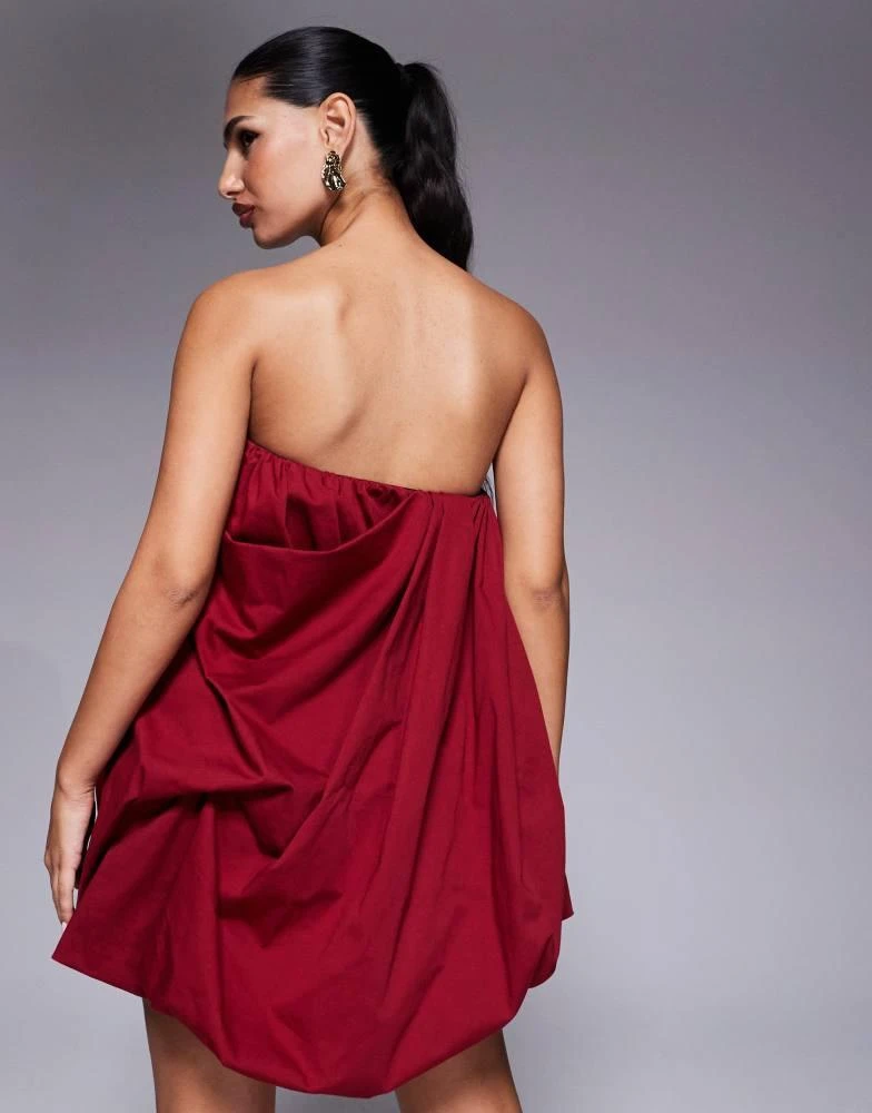 burgundy bandeau mini dress Casandra | Burgundy Sequin Bandeau Mini Dress With Satin Trim