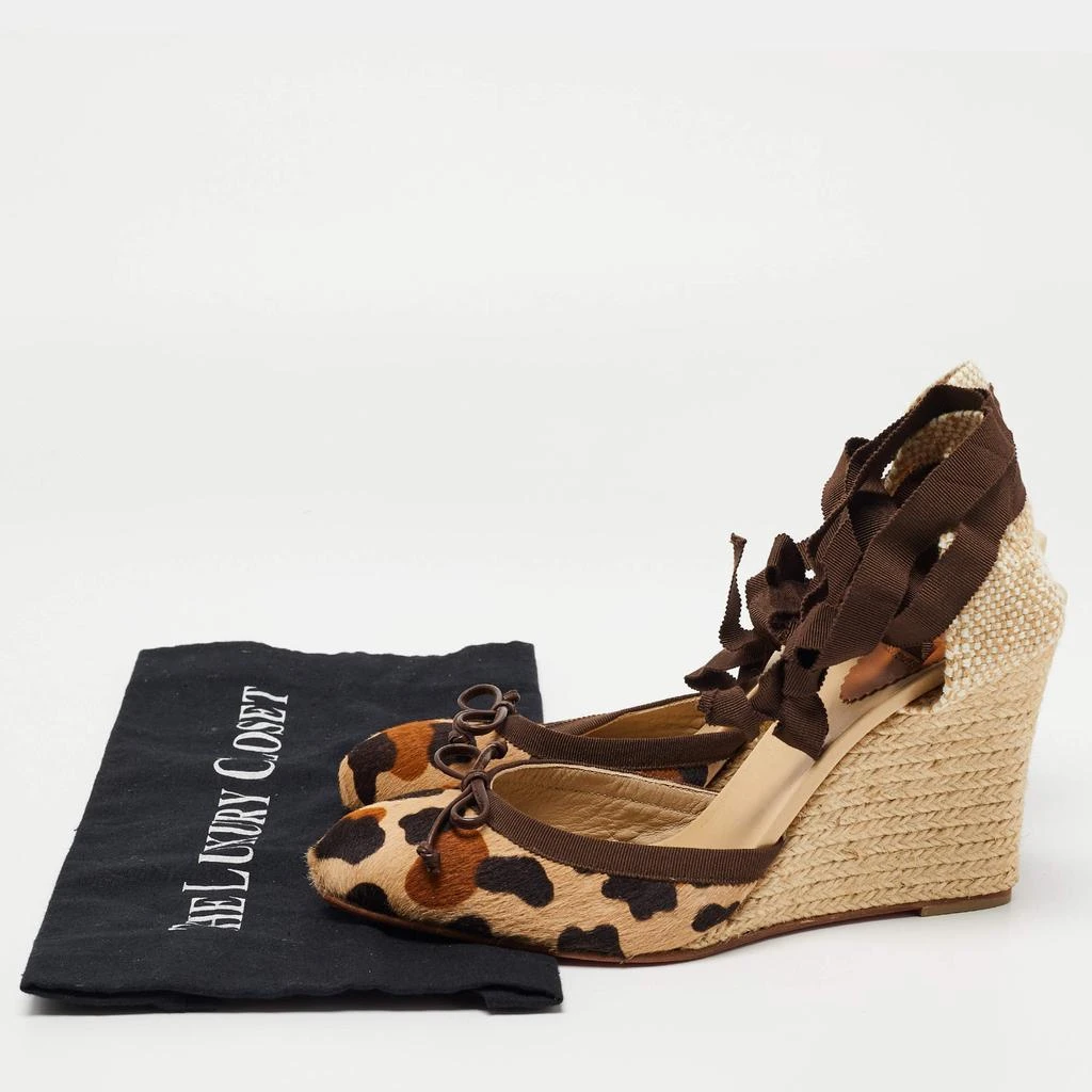 Christian Louboutin Christian Louboutin Two Tone Animal Print Calf Hair Espadrille Wedge Ankle Tie Pumps Size 41 9