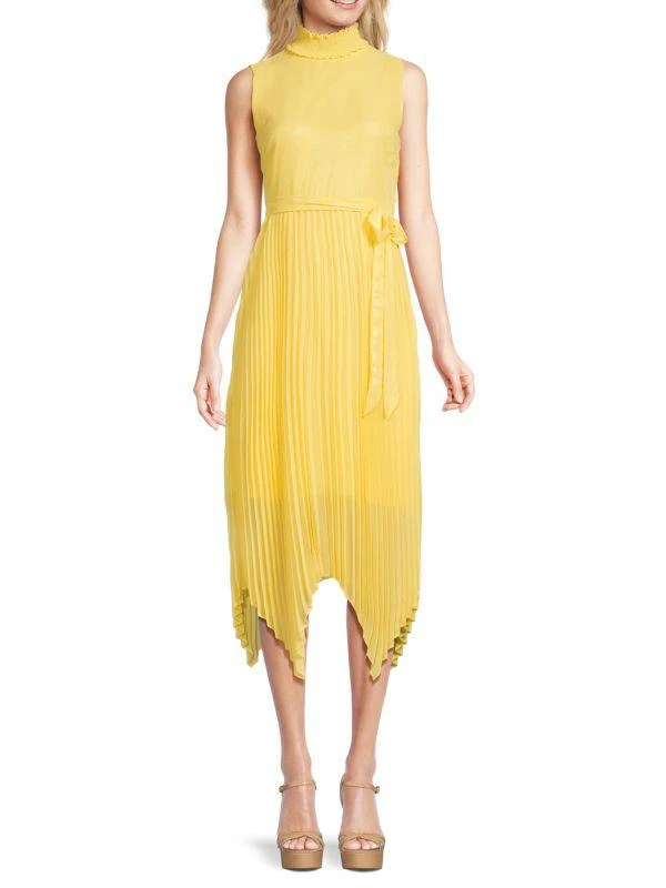 NANETTE nanette lepore Belted Accordion Pleat Midi Dress 1