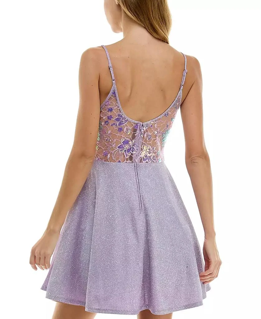 City Studios Juniors' Metallic-Threaded Embroidered-Mesh Dress 2